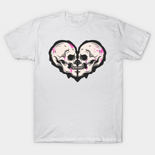 skeleton valentine, skull heart T-Shirt by dadan_pm